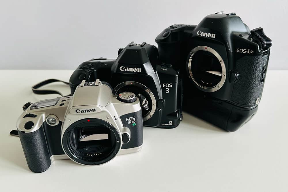 Unterschiedliche Modelle der analogen Canon EOS Reihe